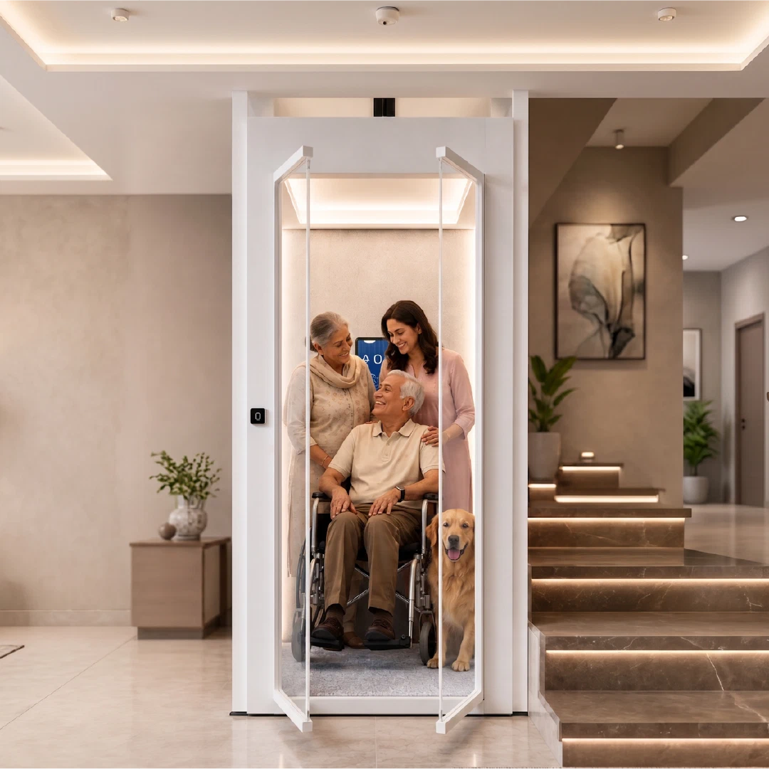 <span class="font-medium">Wheelchair Home Lift</span><br/>in Kolkata Hero Image